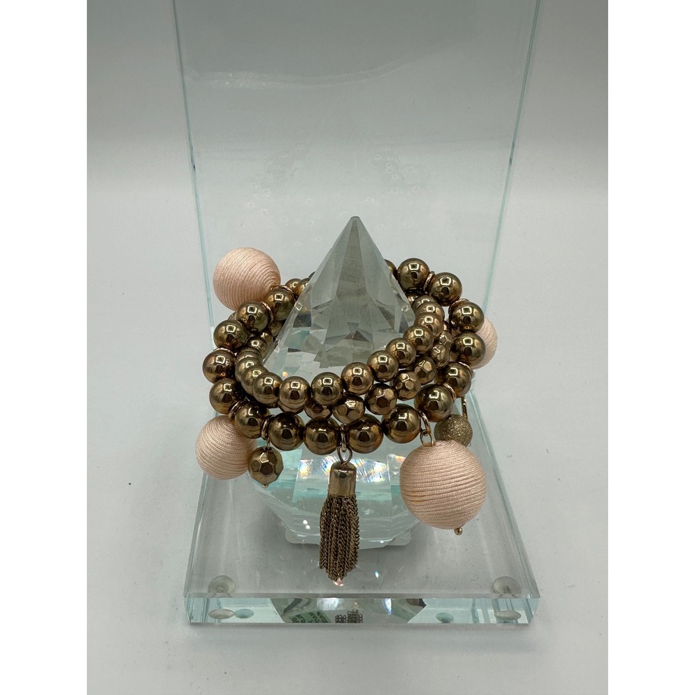 INC International Concepts Bracelet Set Women OS Gold Pink NEW Beaded Tassel